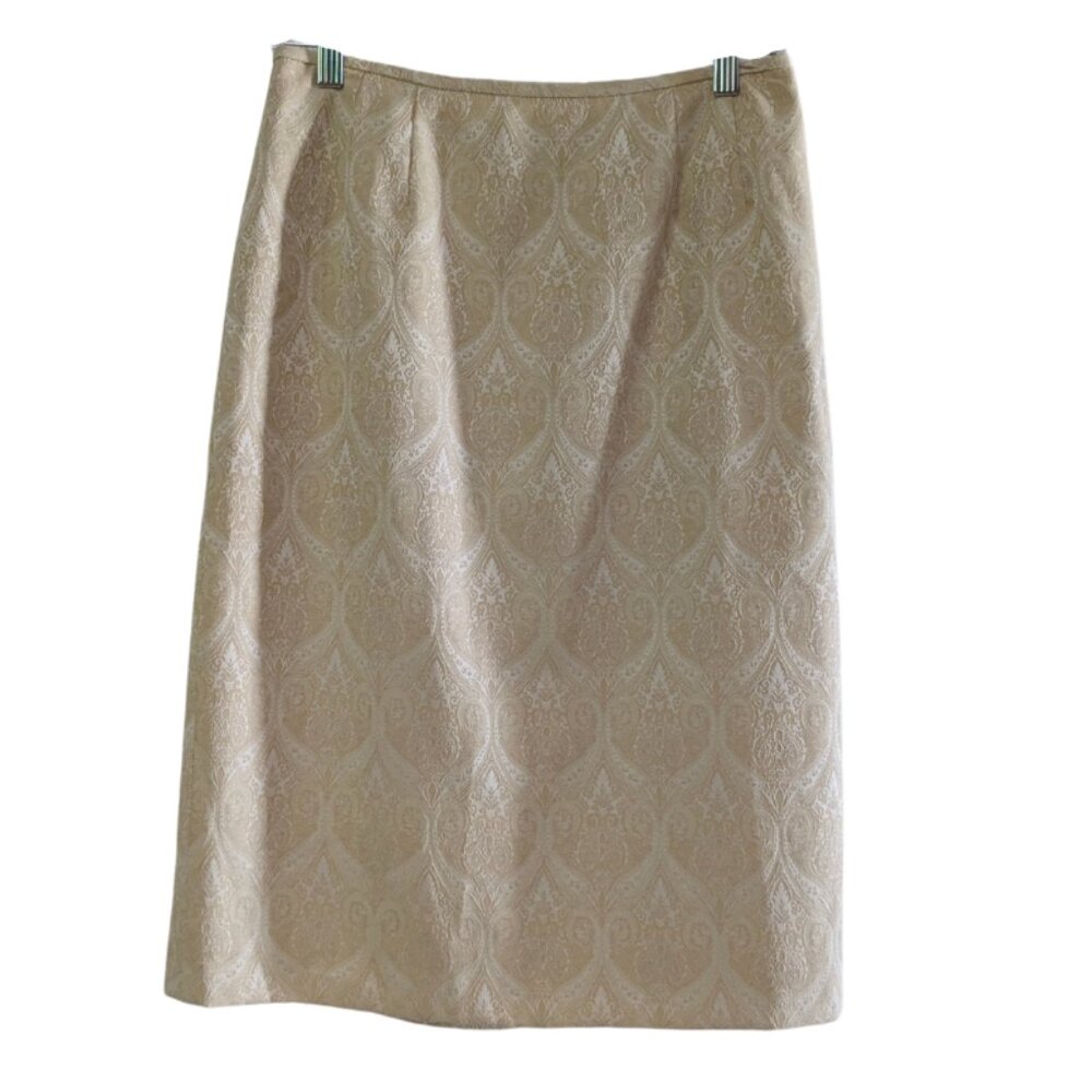 Kasper Le Suit Women's Beige Gold Floral Skirt, Suit Separate, Size 10